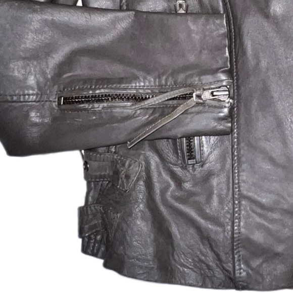 MUUBAA Pola Gray Leather Motorcycle Jacket - Picture 6 of 12